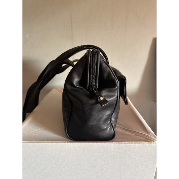 Samsonite Travel Bag Black Leather Long Shoulder Strap Front Turn Lock Pocket - Picture 3 of 9